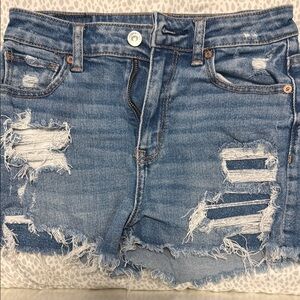 American Eagle Blue Distressed Jean Shorts